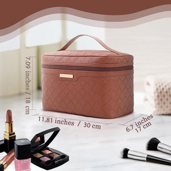Makeup Bag, Travel Cosmetic Bag, Makeup Organizer Case with Divider and Handle, - Picture 2 of 8